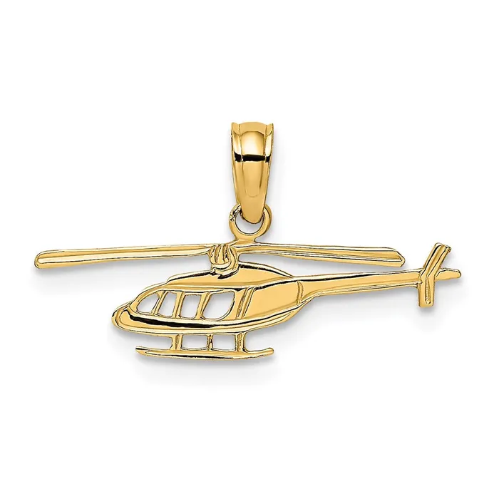 Charm Necklaces TreasureFineJewelers 14k Helicopter Charm