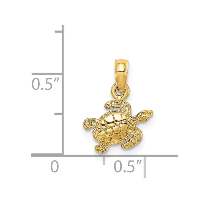 Charm Necklaces TreasureFineJewelers 14K Textured Sea Turtle Charm