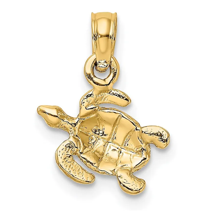 Charm Necklaces TreasureFineJewelers 14K Textured Sea Turtle Charm