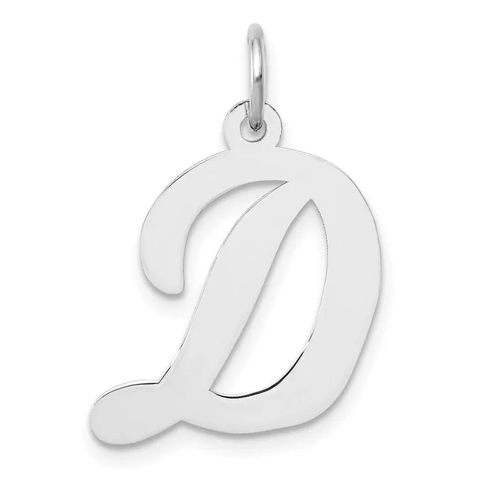 Charm Necklaces TreasureFineJewelers 14k White Gold Large Script Letter D Initial Charm Charm Necklaces TreasureFineJewelers 14k White Gold Large Script Letter D Initial Charm
