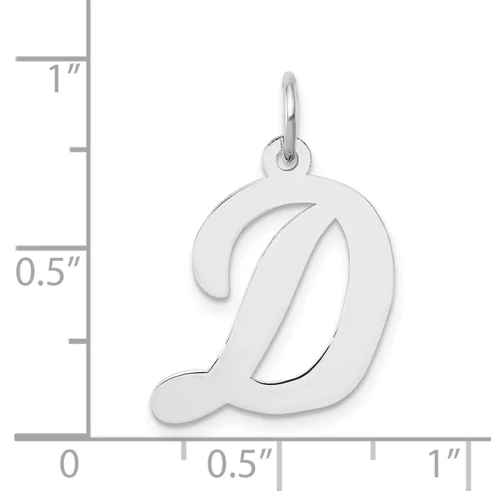 Charm Necklaces TreasureFineJewelers 14k White Gold Large Script Letter D Initial Charm