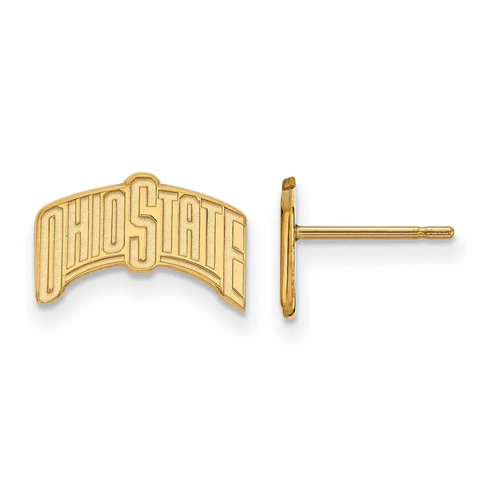 Earrings TreasureFineJewelers 10K Yellow Gold Ohio State University Small Post Earrings