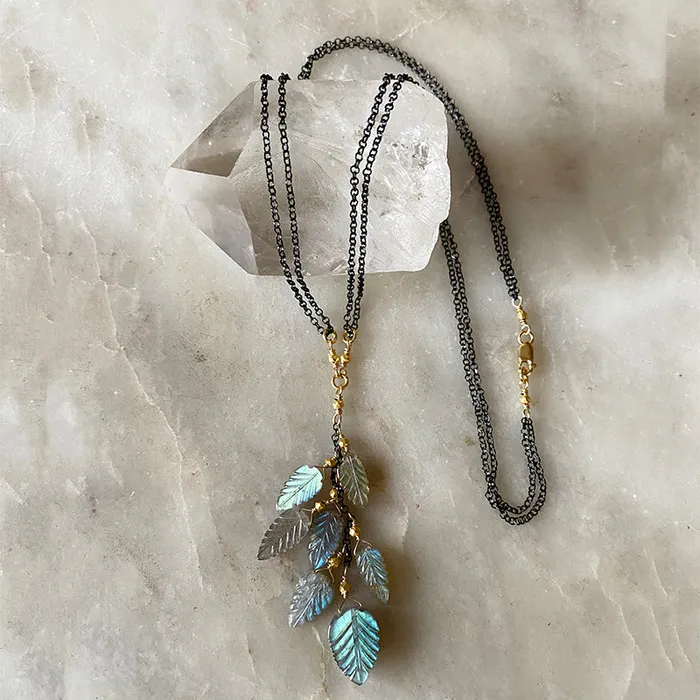 Necklaces Robindira Unsworth Labradorite Cascade Leaf Necklace
