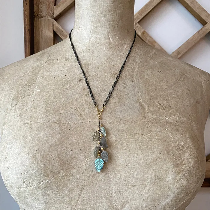 Necklaces Robindira Unsworth Labradorite Cascade Leaf Necklace