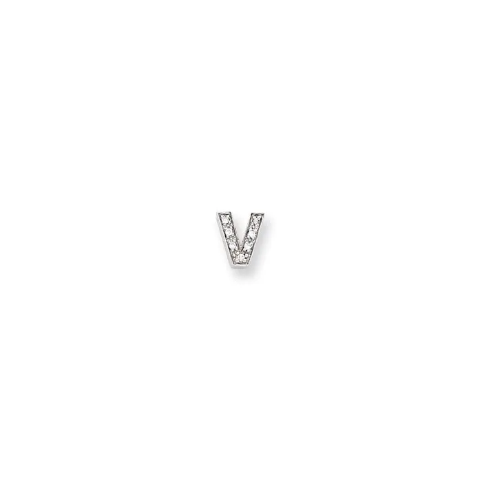 Necklaces Sterling Silver Polished CZ Initial V Slide TreasureFineJewelers Necklaces Sterling Silver Polished CZ Initial V Slide TreasureFineJewelers