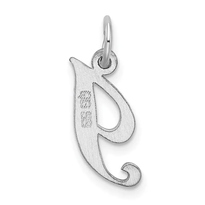 Necklaces Sterling Silver Rhodiumplated Fancy Script Letter I Initial Charm TreasureFineJewelers