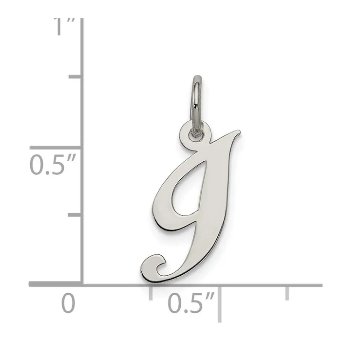 Necklaces Sterling Silver Rhodiumplated Fancy Script Letter I Initial Charm TreasureFineJewelers