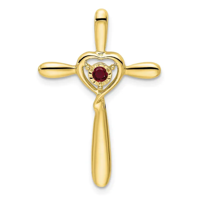 Necklaces TreasureFineJewelers 10k Created Ruby Cross wHeart Chain Slide Necklaces TreasureFineJewelers 10k Created Ruby Cross wHeart Chain Slide