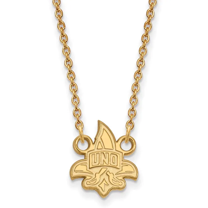 Necklaces TreasureFineJewelers 10K Yellow Gold University of New Orleans Small Pendant with Necklace