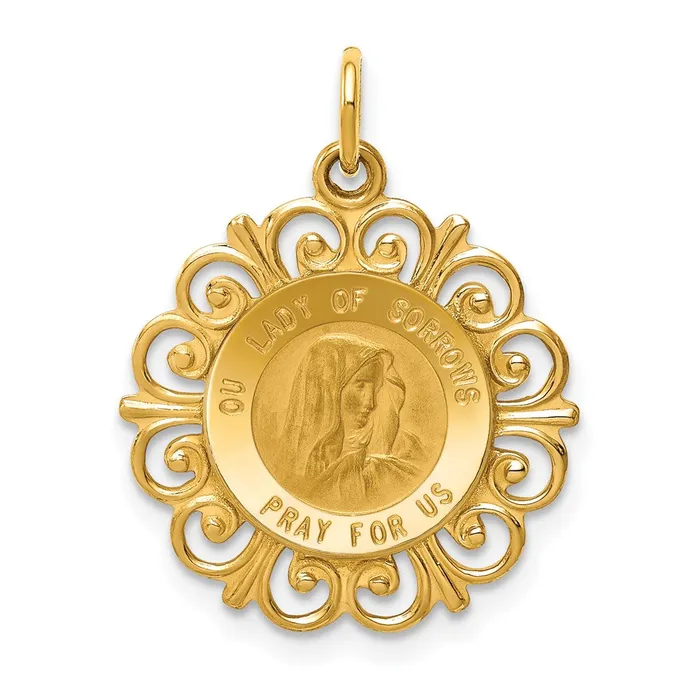 Necklaces TreasureFineJewelers 14k Our Lady of Sorrows Medal Pendant
