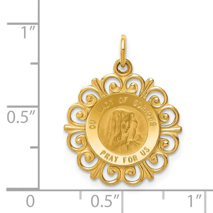 Necklaces TreasureFineJewelers 14k Our Lady of Sorrows Medal Pendant