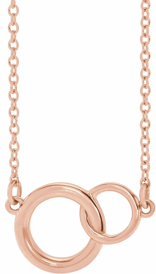 Necklaces TreasureFineJewelers 14K Rose Gold 155x97 mm Interlocking Circle 1618 Necklace Necklaces TreasureFineJewelers 14K Rose Gold 155x97 mm Interlocking Circle 1618 Necklace