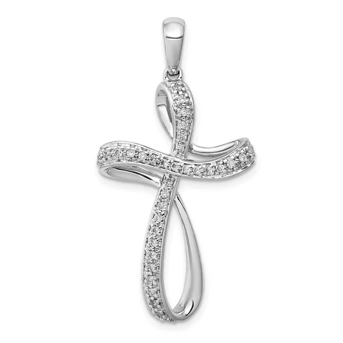 Necklaces TreasureFineJewelers 14k White Gold 15ct Diamond Cross Pendant Necklaces TreasureFineJewelers 14k White Gold 15ct Diamond Cross Pendant