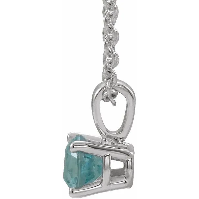 Necklaces TreasureFineJewelers 14K White Gold 5 mm Natural Blue Zircon 1618 Necklace