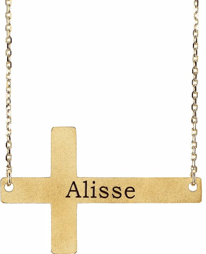 Necklaces TreasureFineJewelers 14K Yellow Gold Sideways Cross 1618 Necklace Necklaces TreasureFineJewelers 14K Yellow Gold Sideways Cross 1618 Necklace