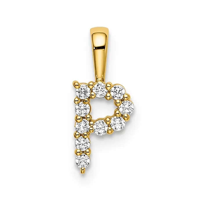 Necklaces TreasureFineJewelers 14KY Small Initial P Diamond Pendant