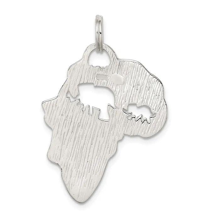 Necklaces TreasureFineJewelers Sterling Silver Africa Continent with Elephant Cutout Pendant