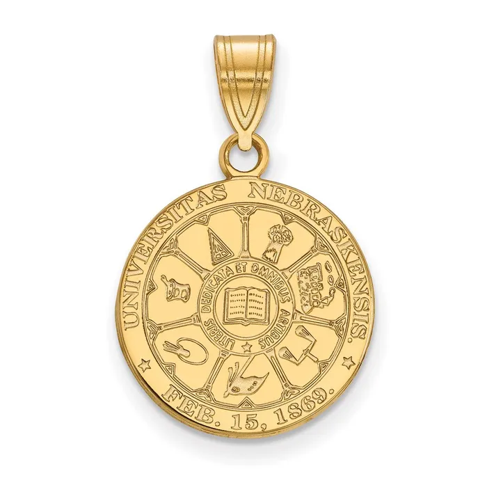 Necklaces TreasureFineJewelers Sterling Silver Goldplated University of Nebraska Medium Crest Pendant Necklaces TreasureFineJewelers Sterling Silver Goldplated University of Nebraska Medium Crest Pendant