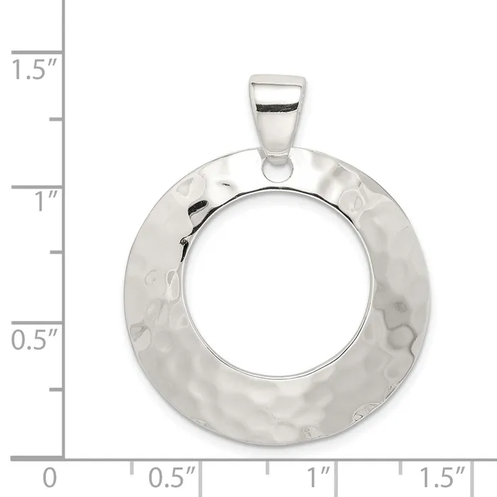 Necklaces TreasureFineJewelers Sterling Silver Hammered Circle Pendant