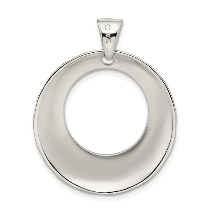 Necklaces TreasureFineJewelers Sterling Silver Hammered Circle Pendant