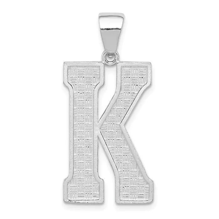Necklaces TreasureFineJewelers Sterling Silver Rhodiumplated Letter K Initial Pendant Necklaces TreasureFineJewelers Sterling Silver Rhodiumplated Letter K Initial Pendant