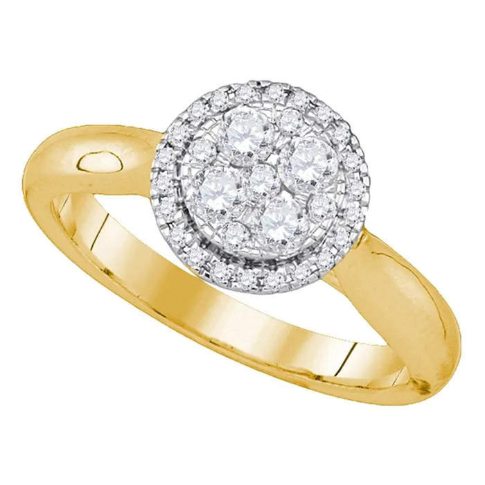 North Arrow Shop Rings 14kt yellow gold womens round diamond circle frame cluster ring 12 cttw86753 North Arrow Shop Rings 14kt yellow gold womens round diamond circle frame cluster ring 12 cttw86753
