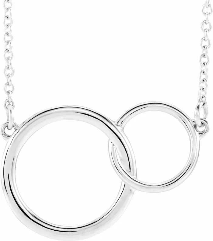 Platinum 20x14 mm Interlocking Circle 1618 Necklace TreasureFineJewelers Necklaces Platinum 20x14 mm Interlocking Circle 1618 Necklace TreasureFineJewelers Necklaces