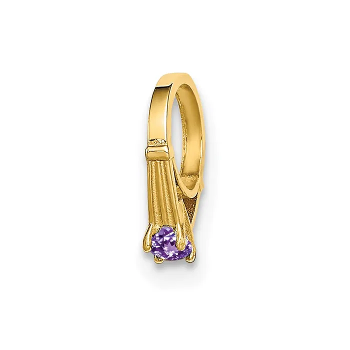Rings 14k Yellow Gold 3D Ring with Light Purple CZ Charm TreasureFineJewelers Rings 14k Yellow Gold 3D Ring with Light Purple CZ Charm TreasureFineJewelers