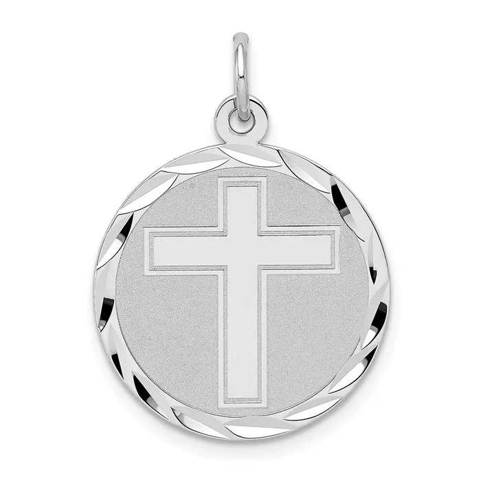 Rings Sterling Silver Rhodiumplated Cross Disc Charm TreasureFineJewelers
