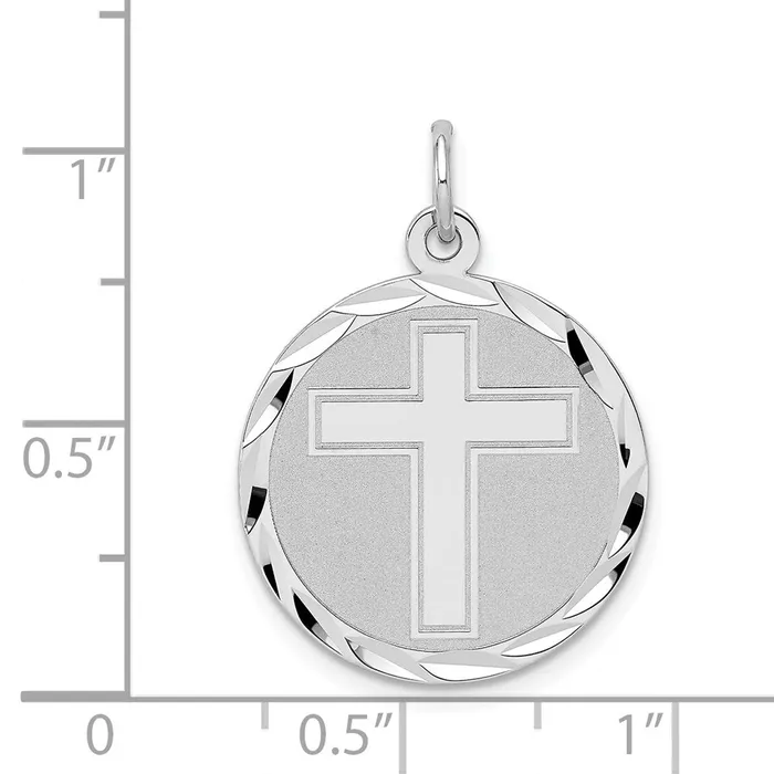 Rings Sterling Silver Rhodiumplated Cross Disc Charm TreasureFineJewelers