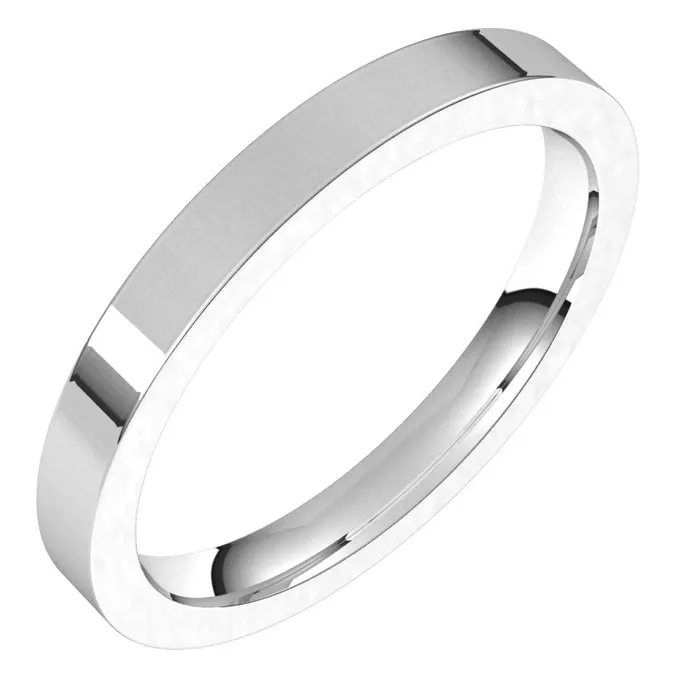 Rings TreasureFineJewelers 10K White Gold 25 mm flat comfort fit Wedding Band
