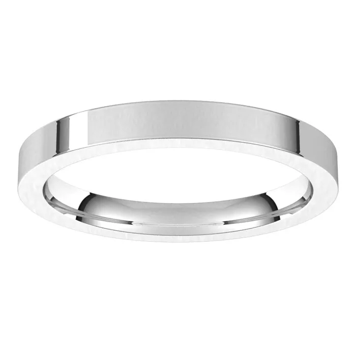 Rings TreasureFineJewelers 10K White Gold 25 mm flat comfort fit Wedding Band