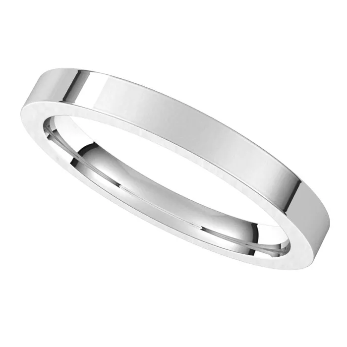 Rings TreasureFineJewelers 10K White Gold 25 mm flat comfort fit Wedding Band