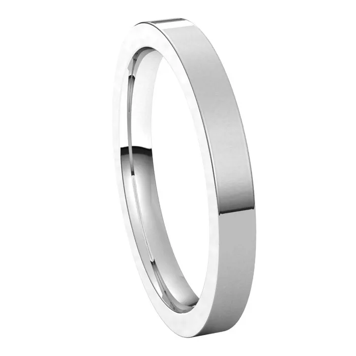 Rings TreasureFineJewelers 10K White Gold 25 mm flat comfort fit Wedding Band