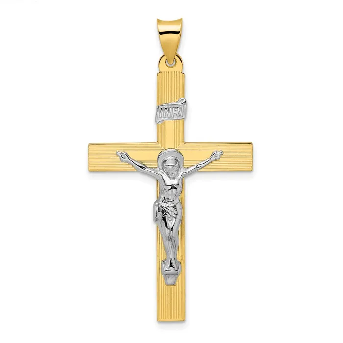 Rings TreasureFineJewelers 14k Twotone Polished Solid INRI Curcifix Cross Pendant Rings TreasureFineJewelers 14k Twotone Polished Solid INRI Curcifix Cross Pendant