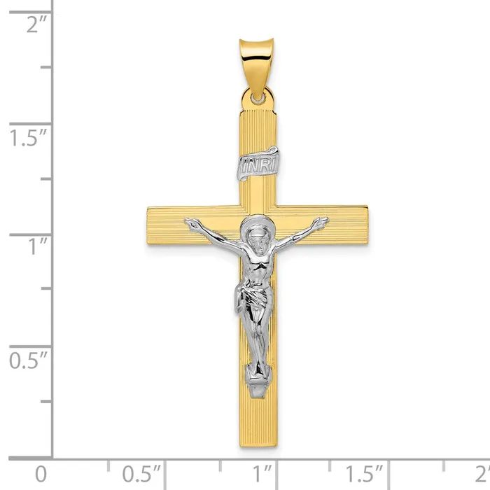 Rings TreasureFineJewelers 14k Twotone Polished Solid INRI Curcifix Cross Pendant