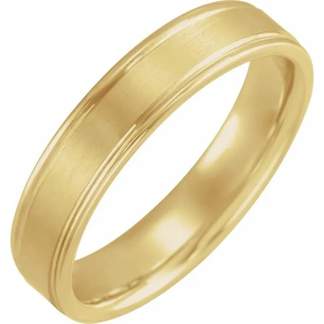 Rings TreasureFineJewelers 18K Yellow Gold 5 mm ComfortFit Grooved Band With Satin Finish Rings TreasureFineJewelers 18K Yellow Gold 5 mm ComfortFit Grooved Band With Satin Finish