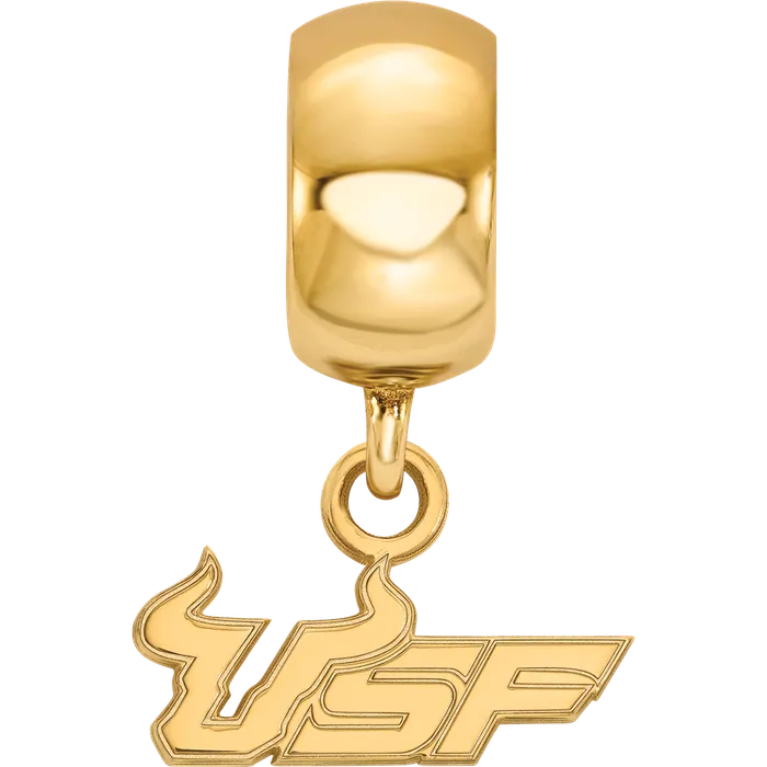 Rings TreasureFineJewelers Sterling Silver Goldplated LogoArt University of South Florida USF Extra Small Dangle Bead Charm