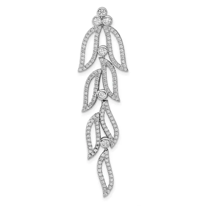 Rings TreasureFineJewelers Sterling Silver Rhodiumplated CZ Leaves Chain Slide Rings TreasureFineJewelers Sterling Silver Rhodiumplated CZ Leaves Chain Slide