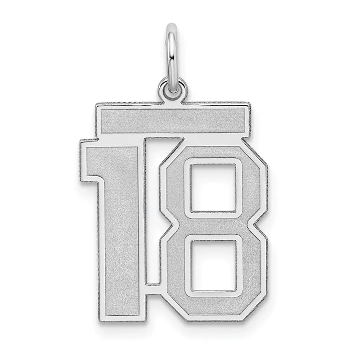 Rings TreasureFineJewelers Sterling SilverRhodiumplated Satin Number 18 Charm Rings TreasureFineJewelers Sterling SilverRhodiumplated Satin Number 18 Charm