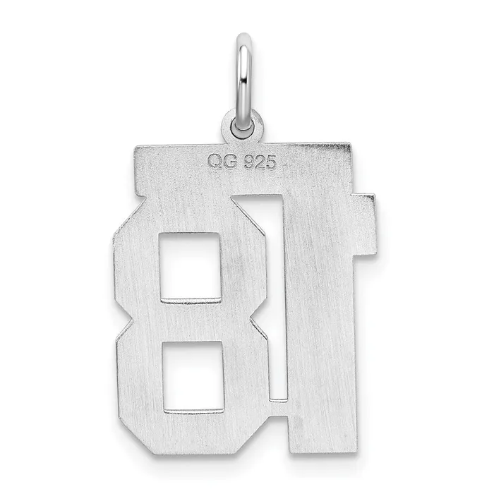 Rings TreasureFineJewelers Sterling SilverRhodiumplated Satin Number 18 Charm