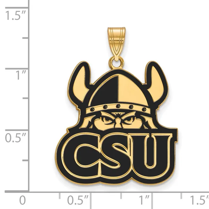 Sterling Silver Goldplated Cleveland State University Extra Large Enameled Pendant TreasureFineJewelers Necklaces Sterling Silver Goldplated Cleveland State University Extra Large Enameled Pendant TreasureFineJewelers Necklaces