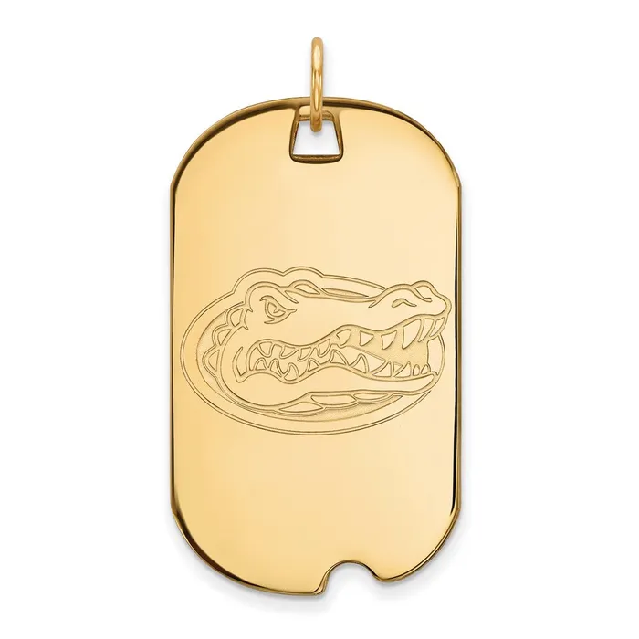 Sterling Silver Goldplated University of Florida Gator Large Dog Tag Pendant TreasureFineJewelers Necklaces Sterling Silver Goldplated University of Florida Gator Large Dog Tag Pendant TreasureFineJewelers Necklaces