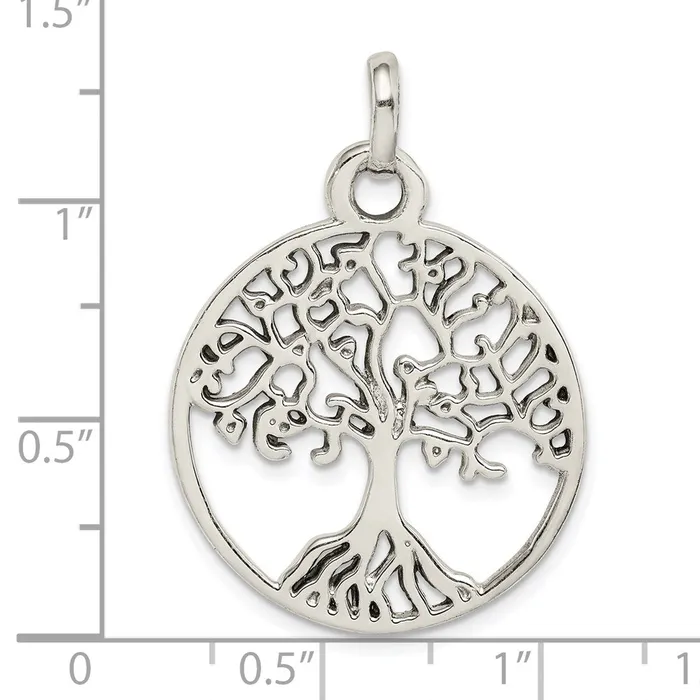 Sterling Silver Polished Tree of Life Pendant TreasureFineJewelers Necklaces