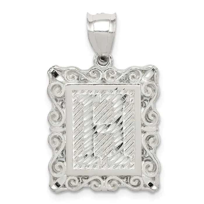 Sterling Silver Square Diamondcut Letter H Initial Pendant TreasureFineJewelers Necklaces Sterling Silver Square Diamondcut Letter H Initial Pendant TreasureFineJewelers Necklaces