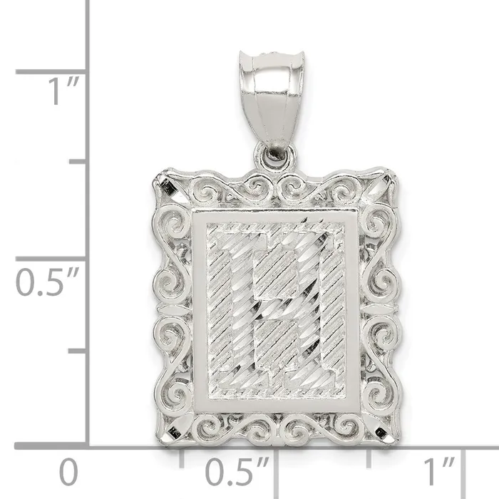 Sterling Silver Square Diamondcut Letter H Initial Pendant TreasureFineJewelers Necklaces