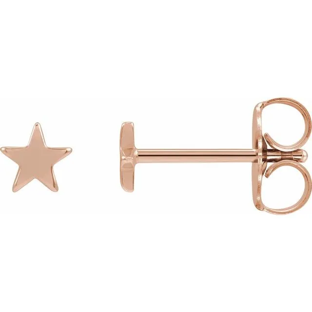 TreasureFineJewelers 14K Rose Gold 4 mm Star Friction Post Back Earrings Earrings