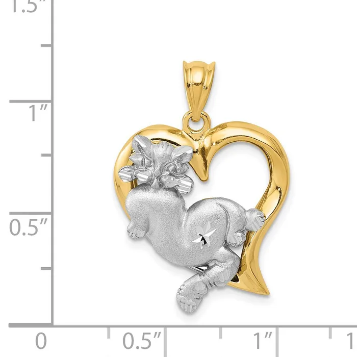 TreasureFineJewelers 14k Twotone Cat In Heart Charm Rings