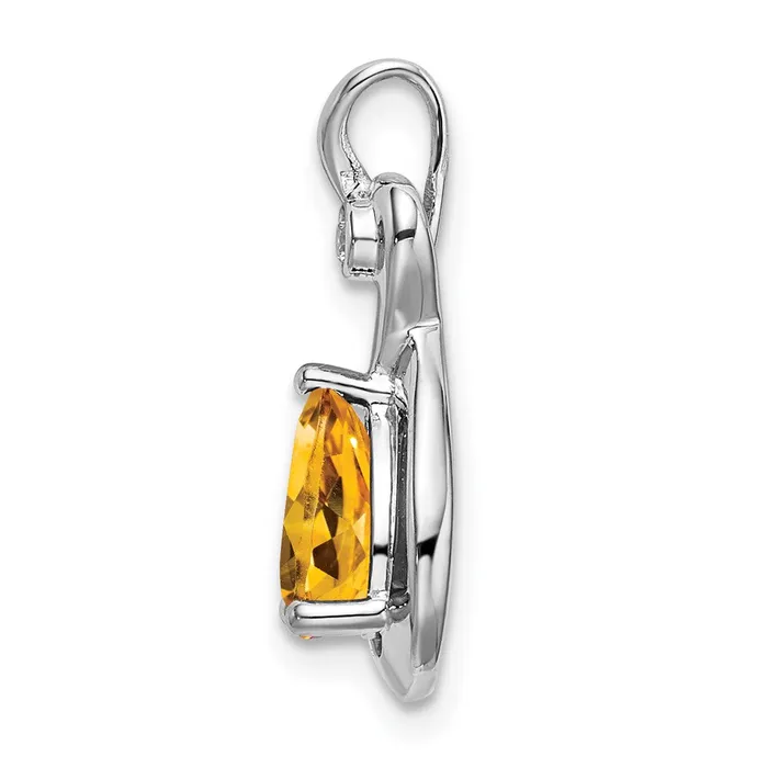 TreasureFineJewelers 14k White Gold Pear Citrine and Diamond Pendant Necklaces
