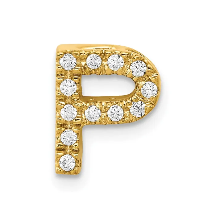 TreasureFineJewelers Charm Necklaces 10k Yellow Gold Diamond Letter P Initial Charm TreasureFineJewelers Charm Necklaces 10k Yellow Gold Diamond Letter P Initial Charm